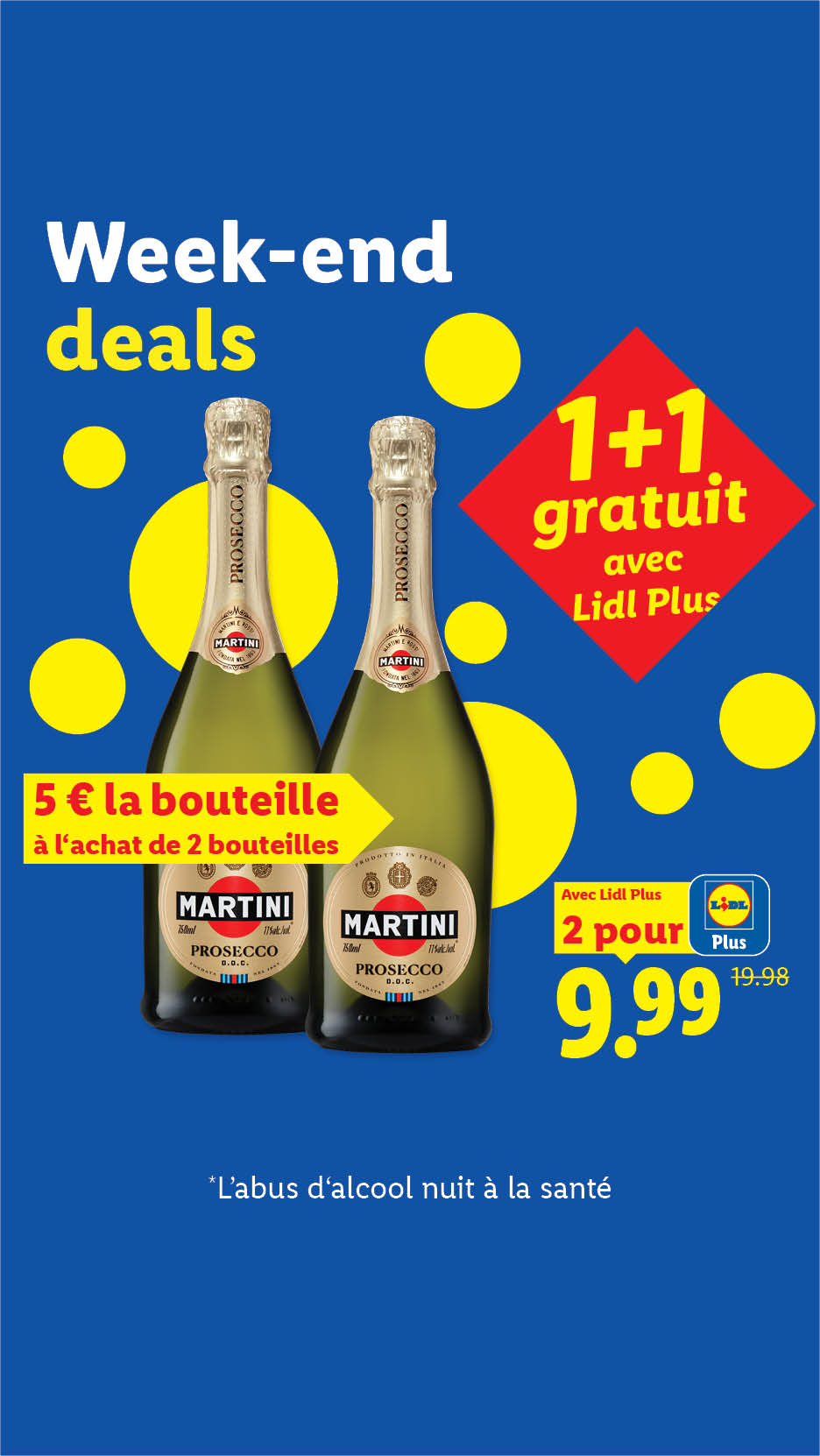 Offre promotionnelle sur deux bouteilles de prosecco avec l'application de fidélité.