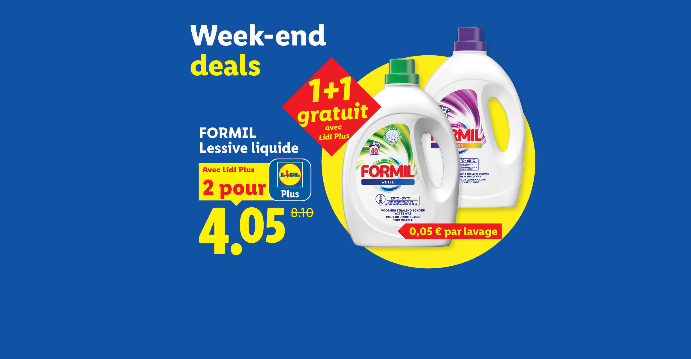 Offre promotionnelle sur de la lessive liquide avec l'application de fidélité.