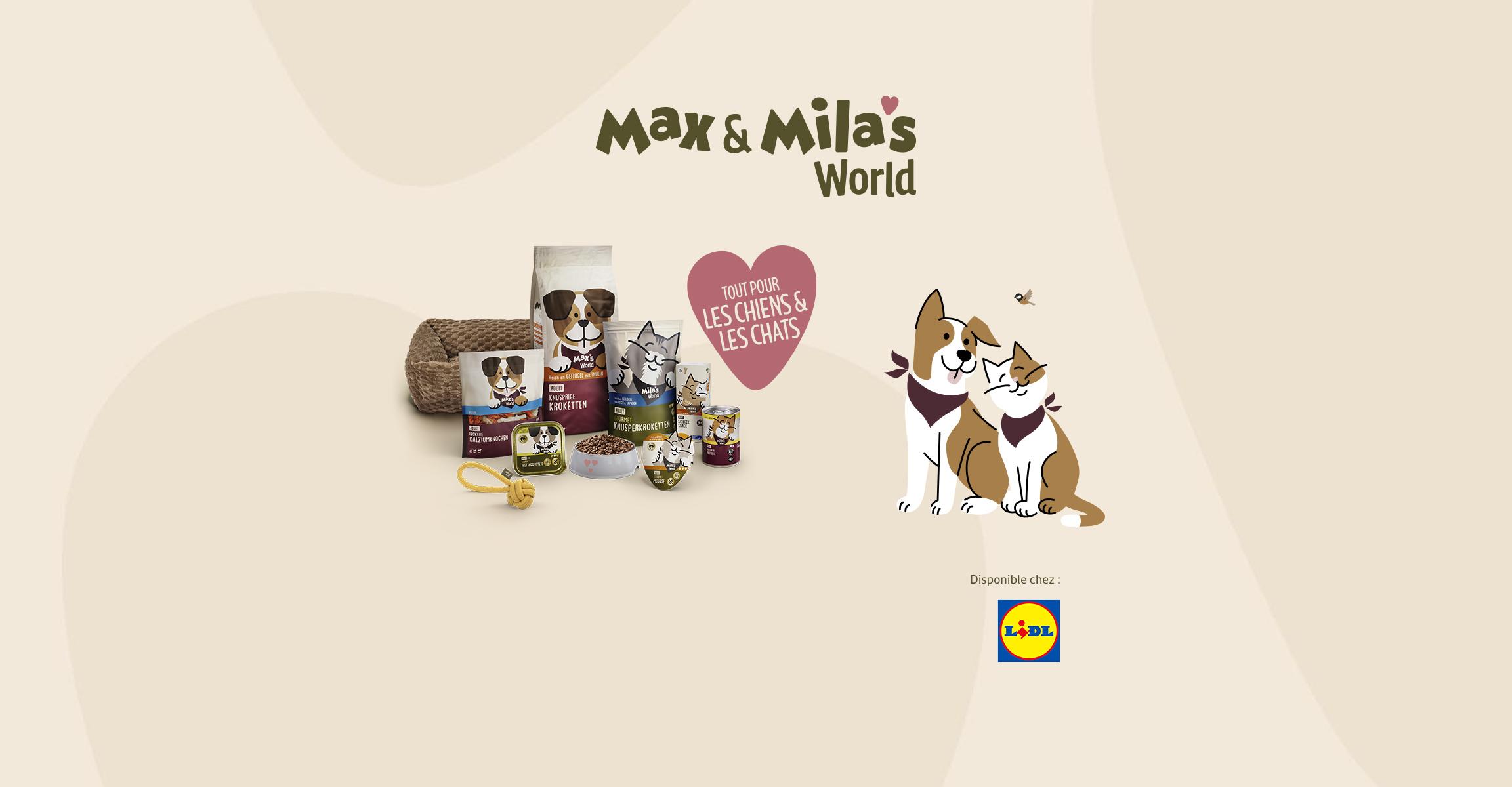 Gamme d'aliments et accessoires pour chiens et chats disponible chez votre supermarché.