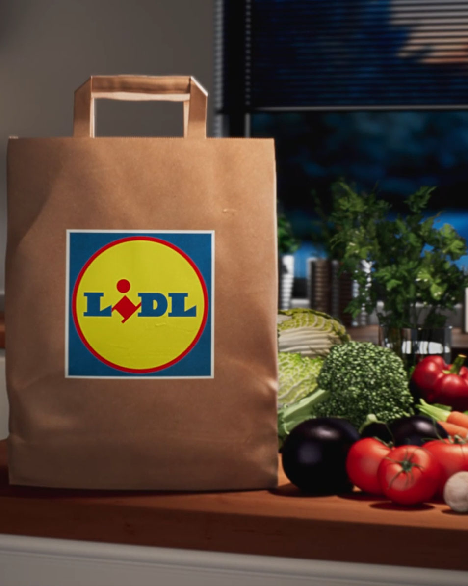 Sac Lidl avec légumes.